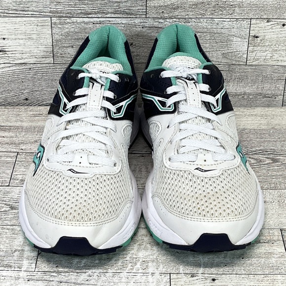 Saucony Cohesion 11 White Blue Green Running Shoes S10420-1 Women Size 7.5 - Picture 2 of 10